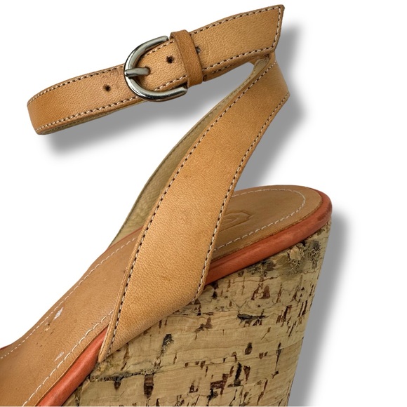 COACH Morgan Strappy Cork Wedges Heels Size 6.5 Floral Shoes - Picture 6 of 15